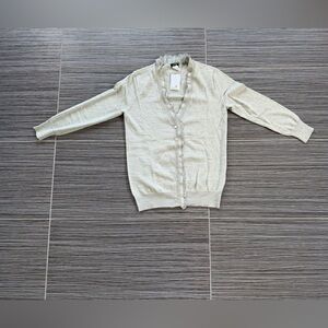 Elegant J.Crew Gray Cardigan Sweater 100% merino wool and silk trim size small